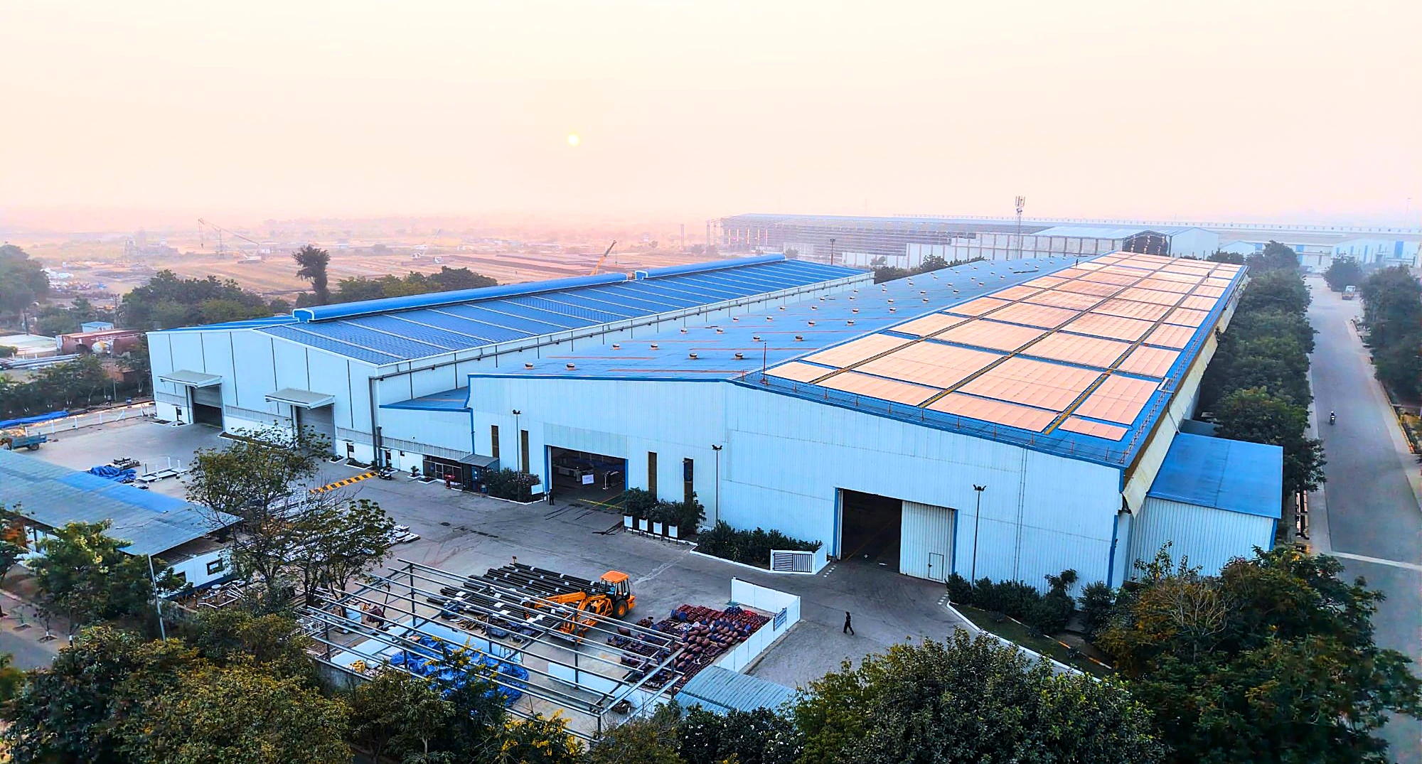 Aerial view of the RFSS production shops at Anjar, Kutch, at dawn