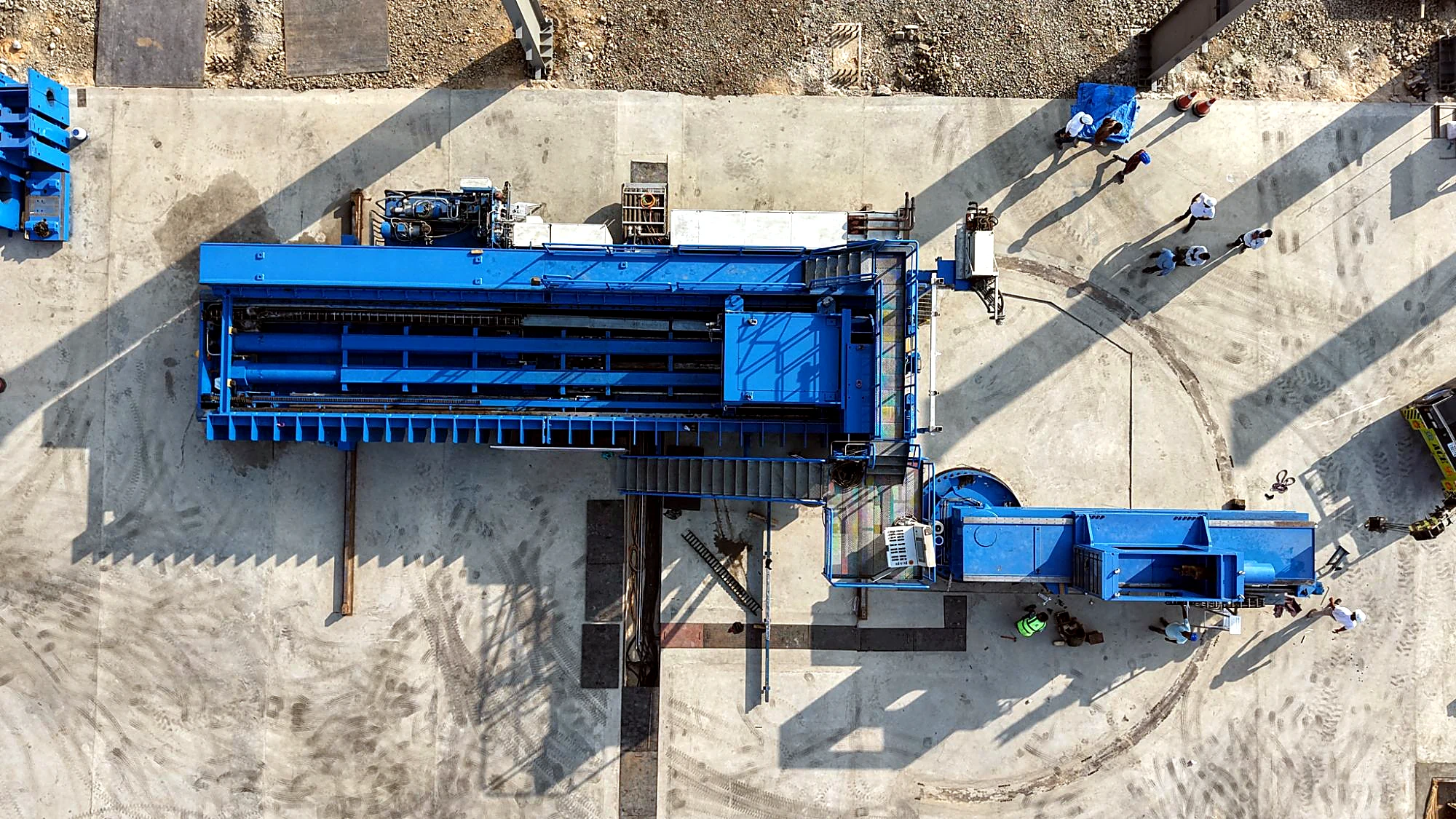 Overhead view of the Schäfer induction bending machine at the RFSS facility