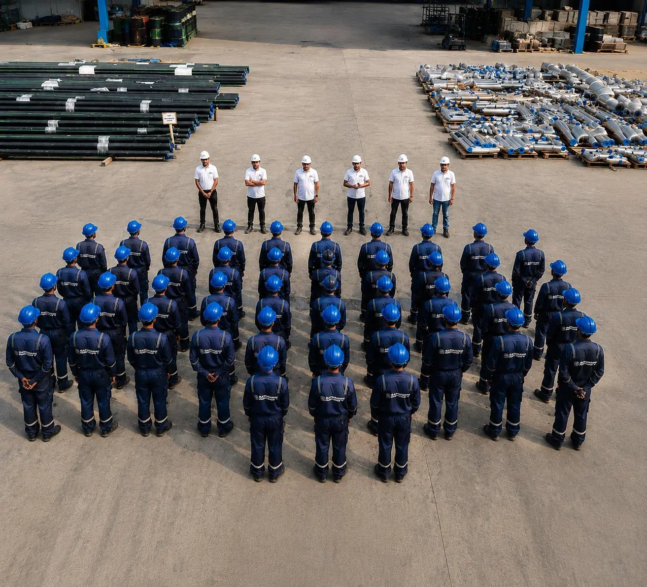 The RFSS team assembled in the pipe yard at Anjar